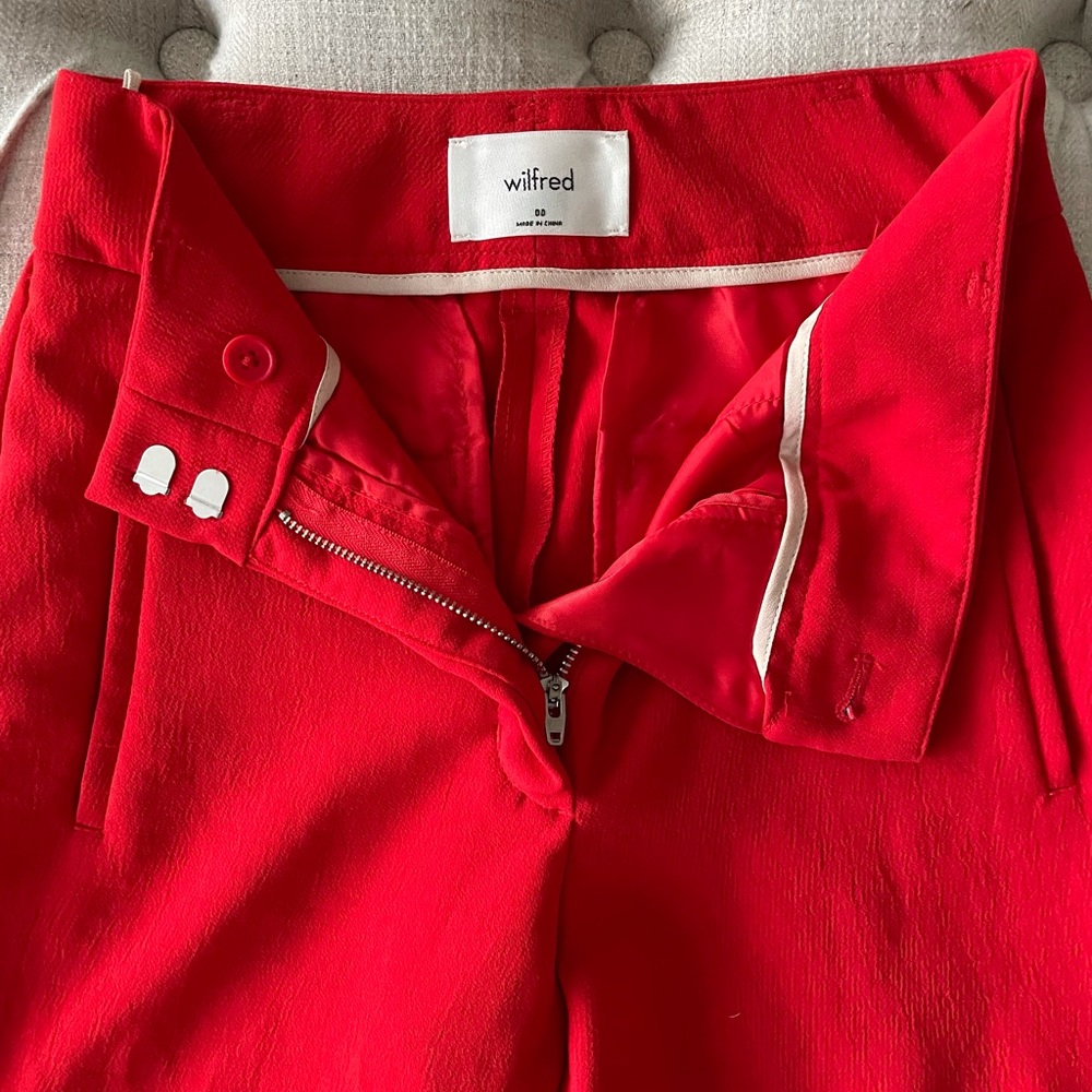 Aritzia Babaton Wildred japanese crepe tie front jallada pant - red size 00 - Picture 8 of 11